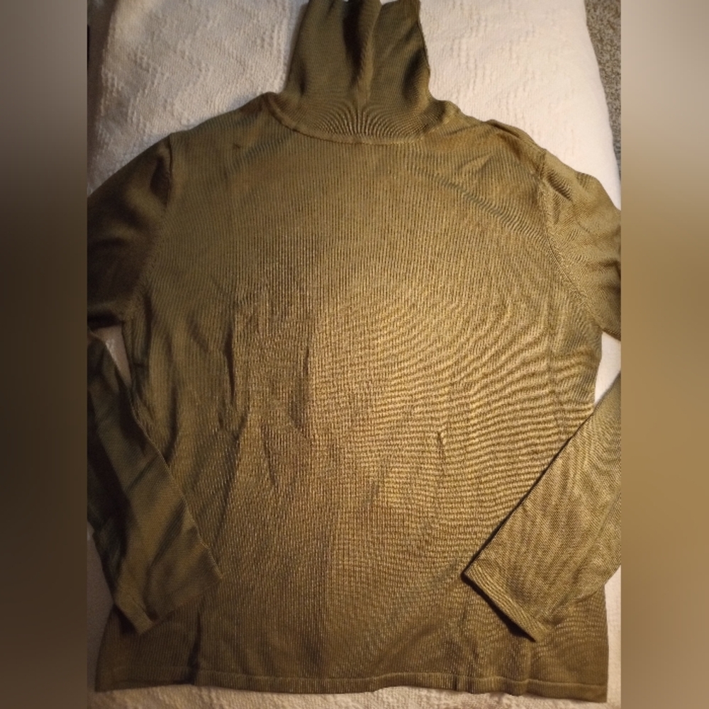 ♡🗝️ Silky Stretchy Knit Olive Green Turtleneck Sweater